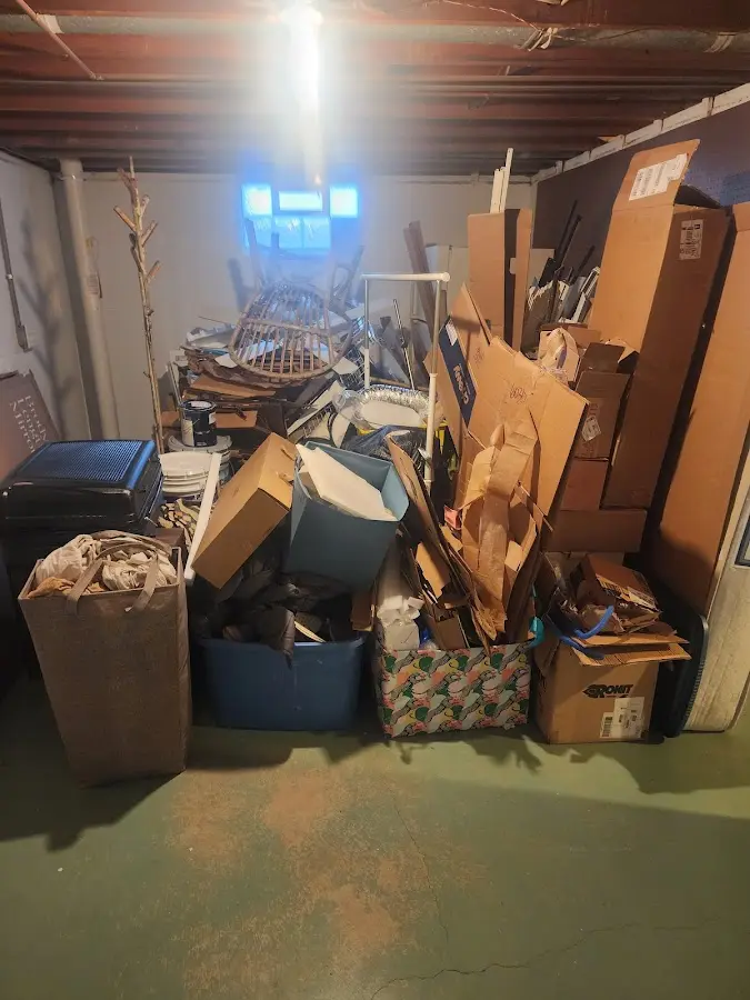 Roll-off dumpster container at job site for 6 Yard Dumpster Rental in Mack